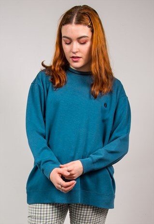 VINTAGE 90'S TEAL BLUE OVERSIZED EMBROIDERED SWEATSHIRT