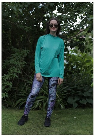 VINTAGE 90'S SPRING GREEN LONG SLEEVED HIGH NECK TOP