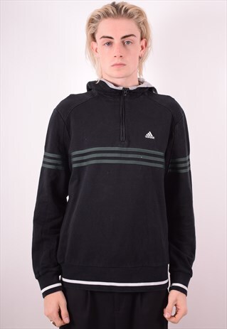 ADIDAS MENS VINTAGE SWEATSHIRT JUMPER LARGE BLACK 90S