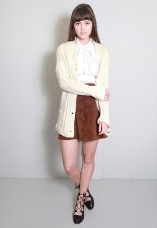 VINTAGE 1980'S CREAM MOHAIR OVERSIZED CARDIGAN
