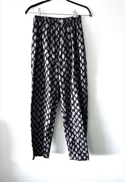 Patterned Abstract Taper Leg Pants Trousers S