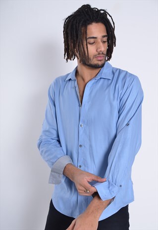 VINTAGE CALVIN KLEIN LONG SLEEVE SHIRT BLUE