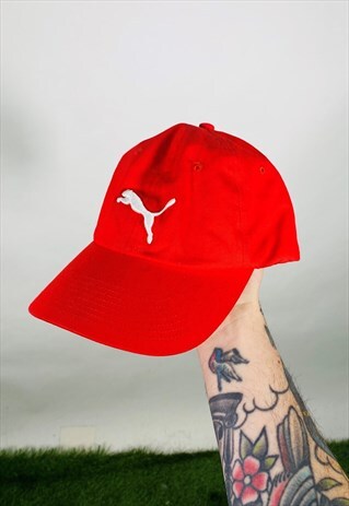 VINTAGE PUMA RED EMBROIDERED HAT CAP
