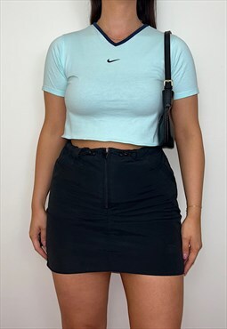 Reworked Nike Blue Y2K Baby Tee Crop Top