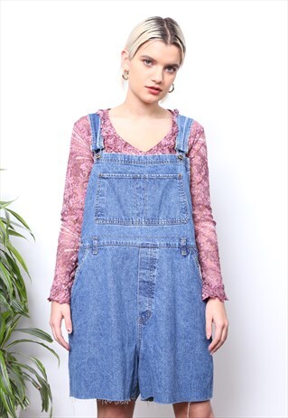 VINTAGE 90S BLUE SHORT DENIM DUNGAREES