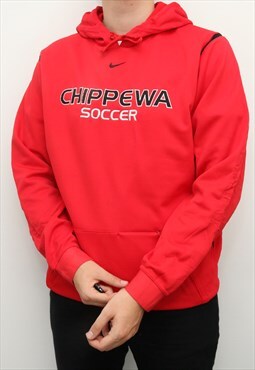 Vintage Nike - Red Middle Swoosh Embroidered Chippewa Hoodie