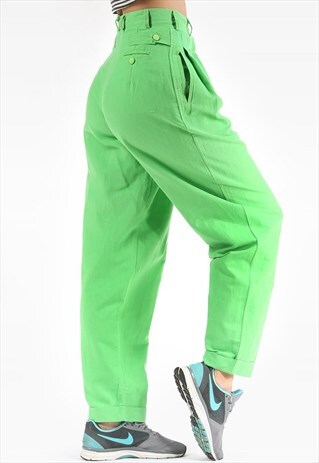 TAPERED LINEN TROUSERS HIGH WAISTED