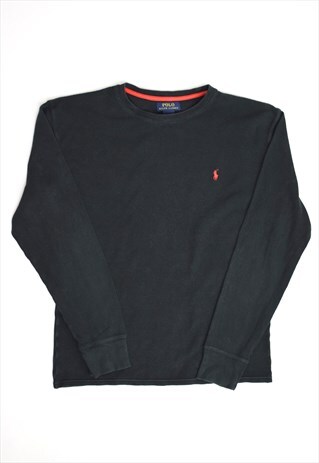VINTAGE 90S POLO RALPH LAUREN BLACK TEXTURED JUMPER