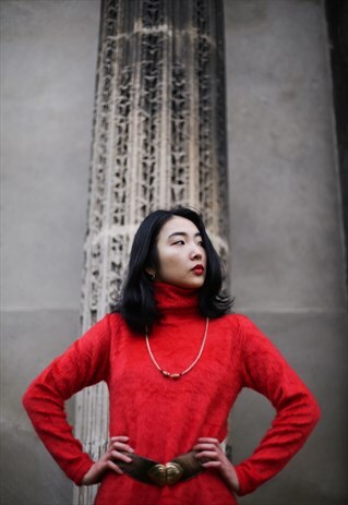 FLUFFY WARM RED DRESS