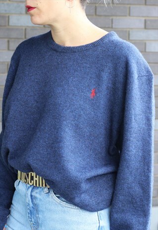VINTAGE 1990S RALPH LAUREN NAVY OVERSIZED JUMPER