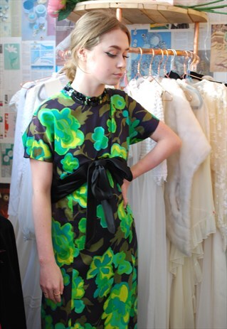 1960S HIGH NECK SEQUIN MAXI DRESS SIZE 8