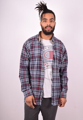 TOMMY HILFIGER MENS VINTAGE SHIRT LARGE MULTI CHECK 90S