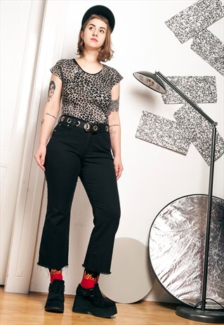 CROPPED JEANS - 90S VINTAGE FRAYED HEM FLARES