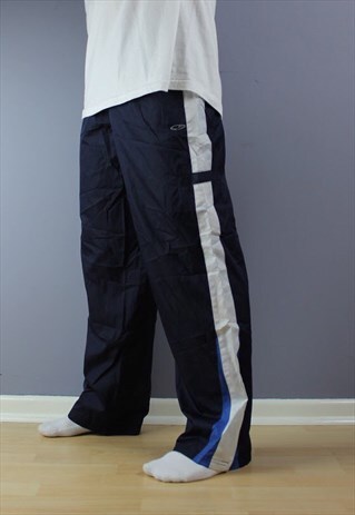 VINTAGE CHAMPION JOGGERS IN BLUE NAVY WHITE EMBROIDERED LOGO