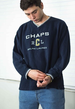 VINTAGE CHAPS RALPH LAUREN SWEATSHIRT LOGO 90S L 18.6