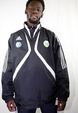 VINTAGE BLACK SPONSORED ADIDAS WINDBREAKER