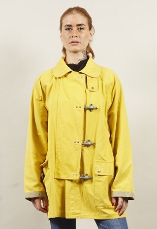 VINTAGE YELLOW METAL DUFFLE COAT