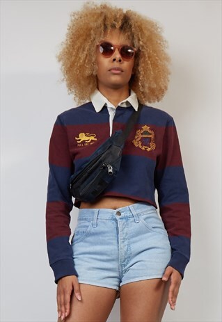 VINTAGE 90'S SHINE BLACK/NAVY BUM BAG