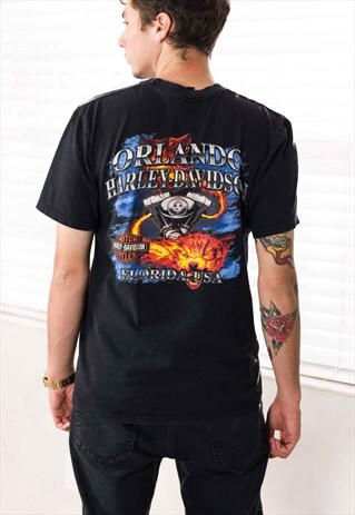 VINTAGE HARLEY DAVIDSON T-SHIRT LOGO 90S L 8.5