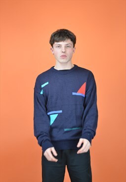 Vintage dark blue classic graphic 80's sweatshirt