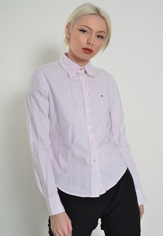 VINTAGE TOMMY HILFIGER FITTED STRIPED SHIRT PINK