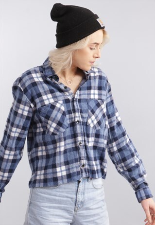 VINTAGE REWORKED CROPPED FLANNEL SHIRT Z501