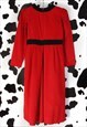 VINTAGE 80S RED MONOCHROME CORDUROY CROPPED JUMPSUIT ROMPER