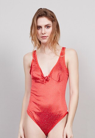 VINTAGE 80S RED POLKA DOT EMPORIO ARMANI BODYSUIT