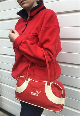 WOMENS VINTAGE 80S 90S PUMA HANDBAG RED SHOULDER BAG