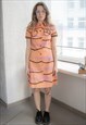 Vintage 70's Pink/Orange Abstract Print Cotton Bohemian Dres