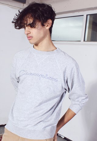 VINTAGE CHAMPION GREY PRINTED SWEATSHIRT