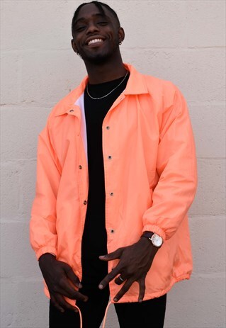 BRIGHT ORANGE NYLON COACH JACKET
