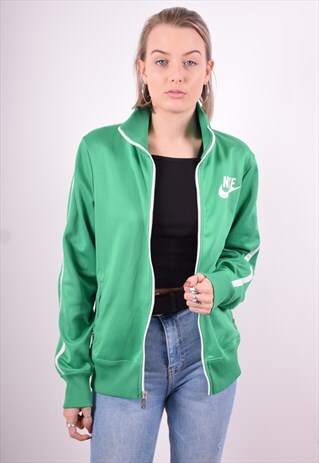 NIKE WOMENS VINTAGE TRACKSUIT TOP JACKET SMALL GREEN 90'S