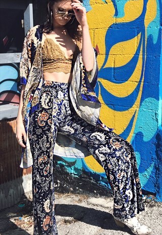 HIPPIE VELVET PAISLEY BELL BOTTOMS