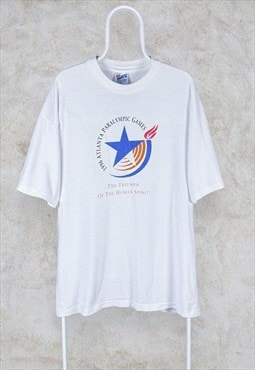 1996 Atlanta Paralympics White T-Shirt Single Stitch Hanes