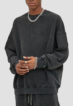 Black Heavy Cotton Oversized Sweatshirts Unisex 