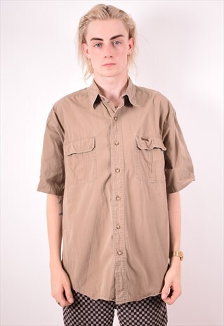 CARHARTT MENS VINTAGE SHIRT LARGE KHAKI 90S
