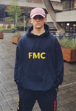 OVERSIZED LOGO HOODIE NAVY BLUE