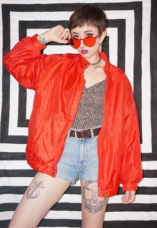 VINTAGE 80'S BRIGHT RED LIGHTWEIGHT JACKET