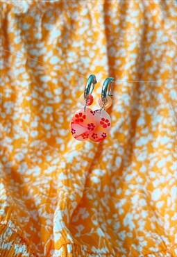 Handmade Sterling Silver Hoop Earrings in Autumn Flowers
