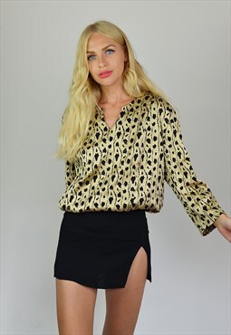 Vintage Top Black and Gold Metallic Shirt / Top