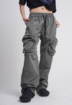 Cargo pocket joggers utility trousers skater pants in grey