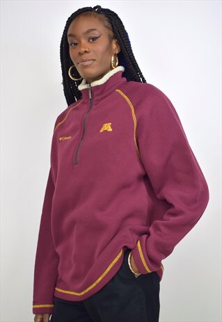 VINTAGE 90S COLUMBIA OVERSIZED MAROON 3/4 ZIP JUMPER