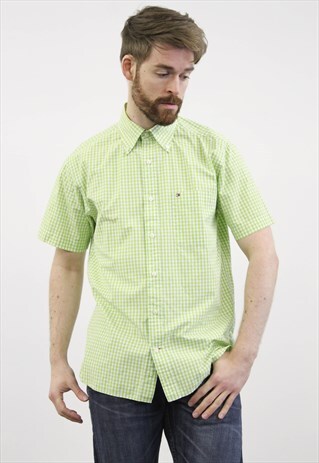TOMMY HILFIGER VINTAGE 1990S GREEN CHECKED SHIRT