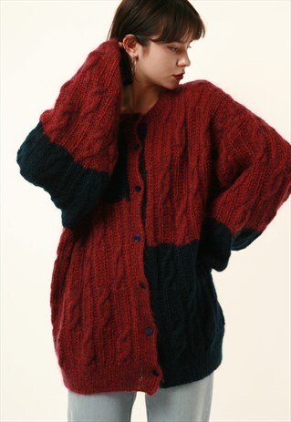 VINTAGE WOOL MOHAIR MULTI BUTTTONS UP JUMPER SWEATER 1225