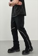 BLACK ZIP DETAILS CARGO DENIM JEANS PANTS TROUSERS