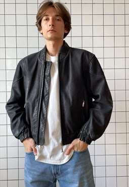 Vintage BMW Jacket Bomber Racing Moto Coat 80s Black