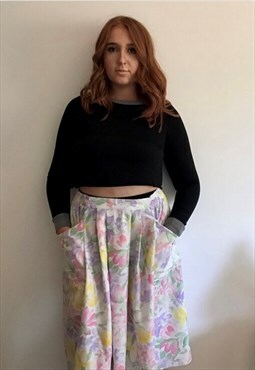 Vintage floral floaty summer retro skirt boho