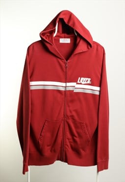 Vintage Levi's Zip up Hoodied Sweatshirt Maroon Size L