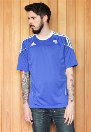 VINTAGE 1990S BLUE ADIDAS FOOTBALL SHIRT